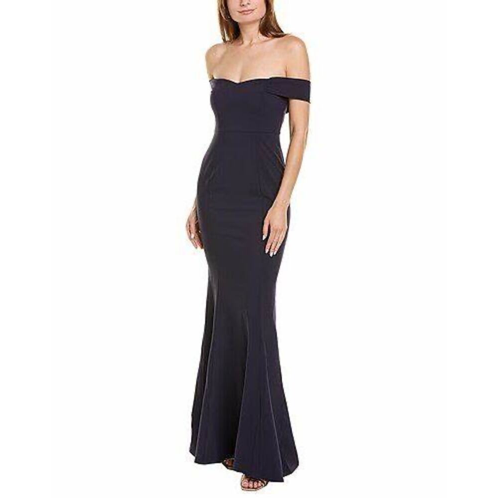 Likely Bartolli Navy Blue Off Shoulder Mermaid Formal Gown Size 14